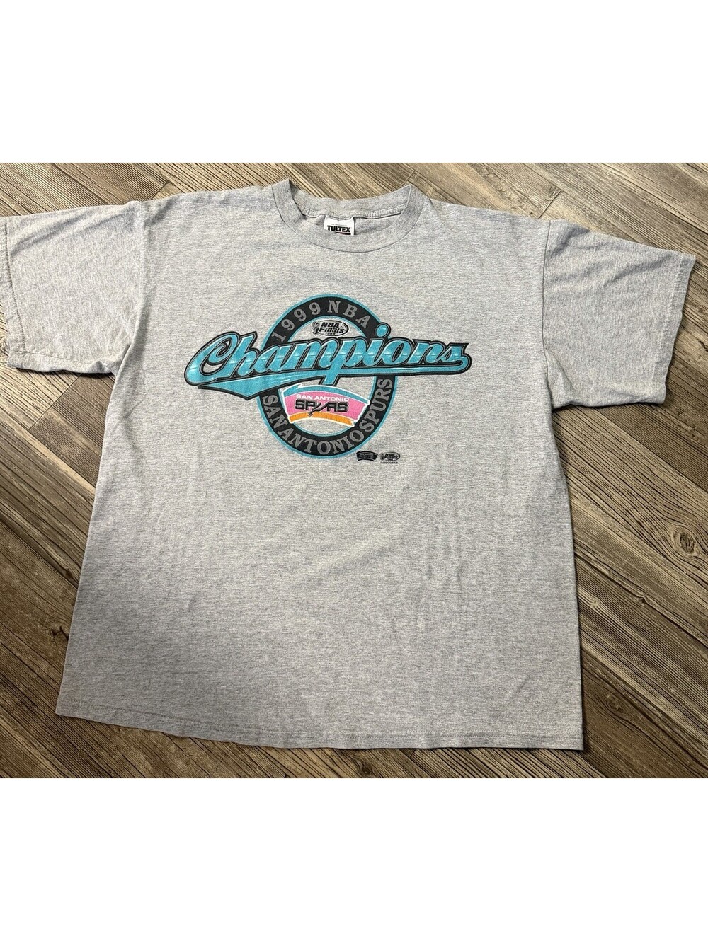 Vintage 1999 San Antonio Spurs NBA Champions T Shirt Gray Tultex Men’s XL 90s